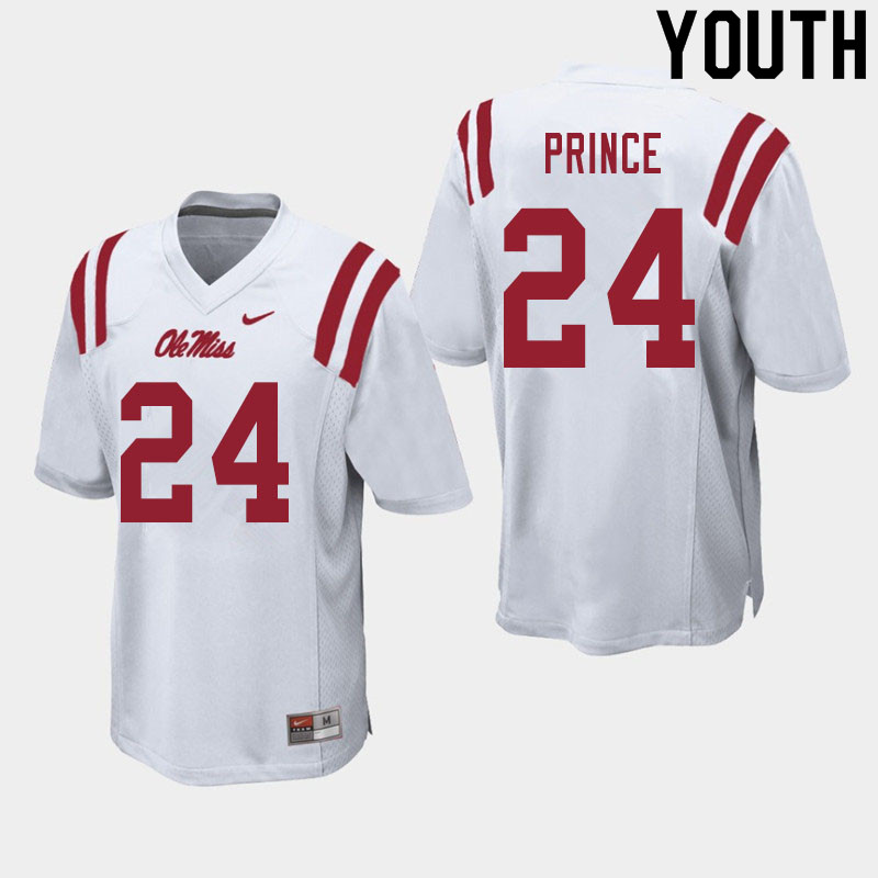 Youth #24 Deantre Prince Ole Miss Rebels College Football Jerseys Sale-White
